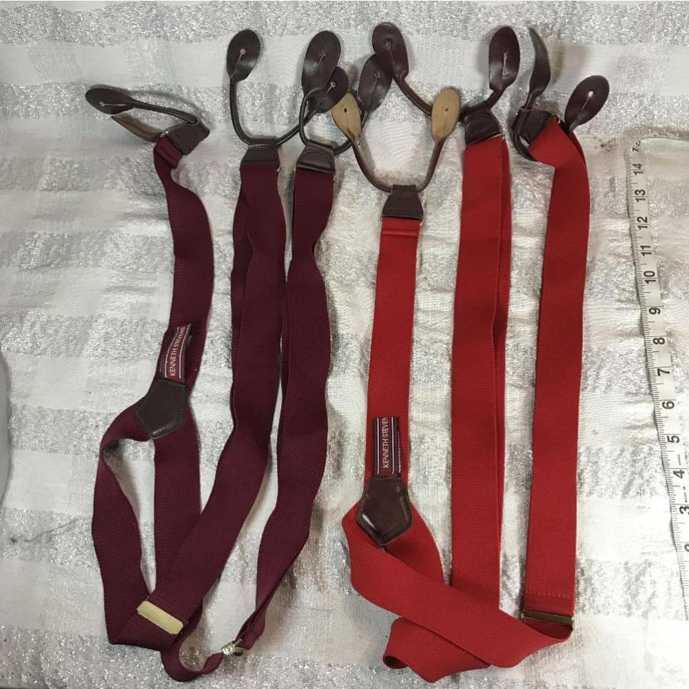 Men's Kenneth Stevens Red and Maroon Suspenders One Size